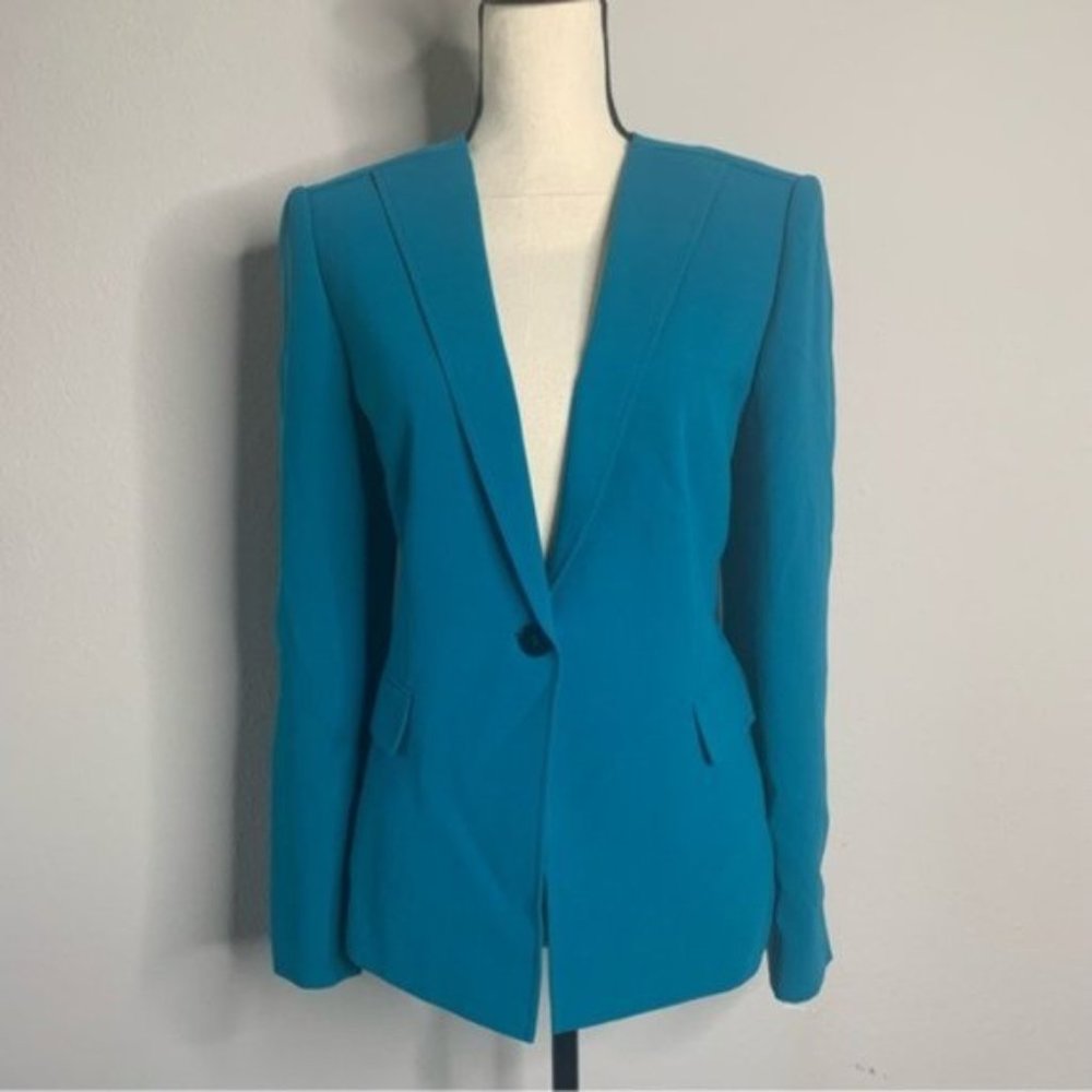 NWOT Tahari Teal Single Breasted One Button Blazer Jacket